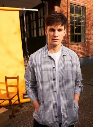 100% Recycled Cotton Navy Prince of Wales Neem St James Overshirt