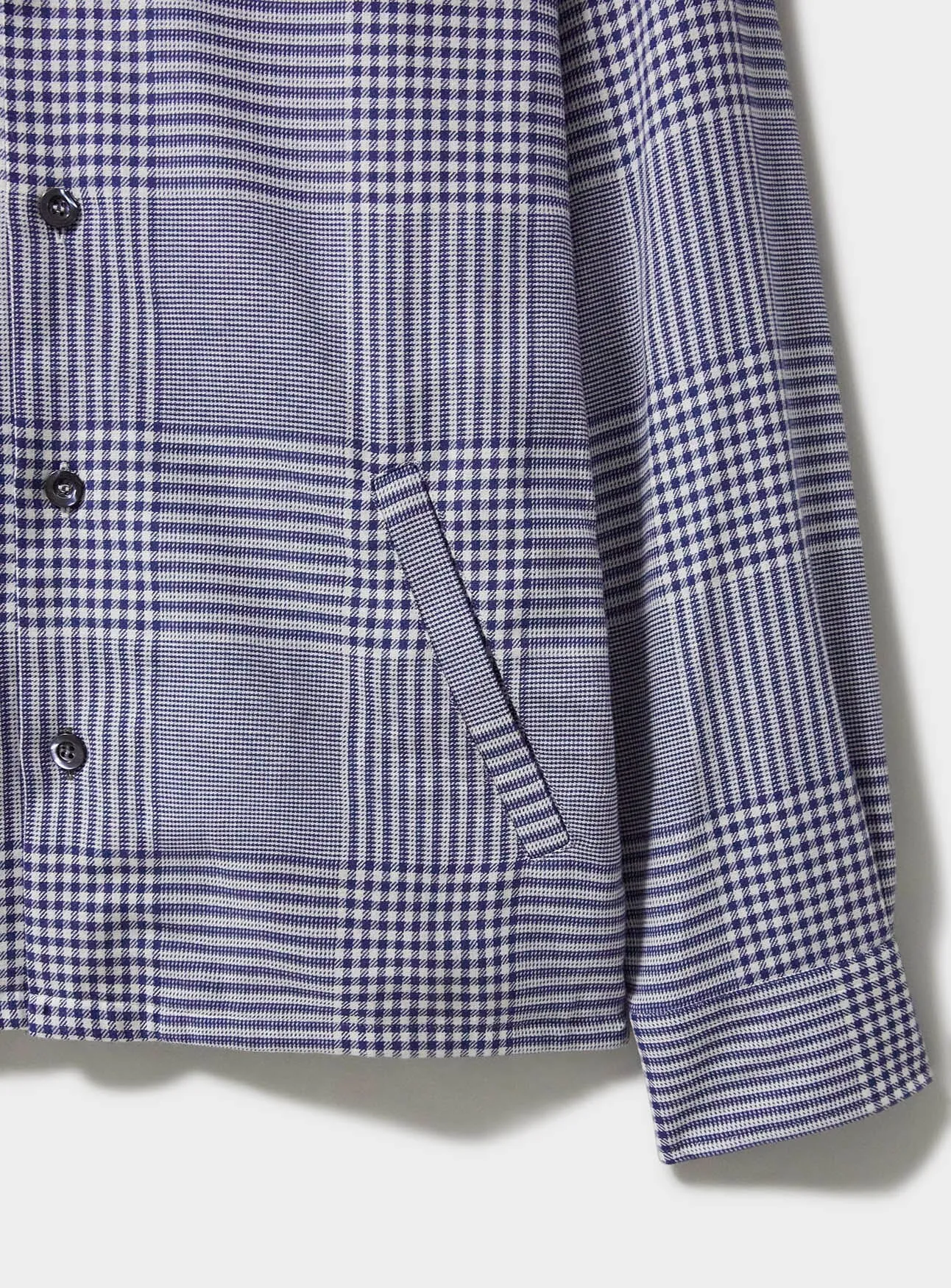100% Recycled Cotton Navy Prince of Wales Neem St James Overshirt