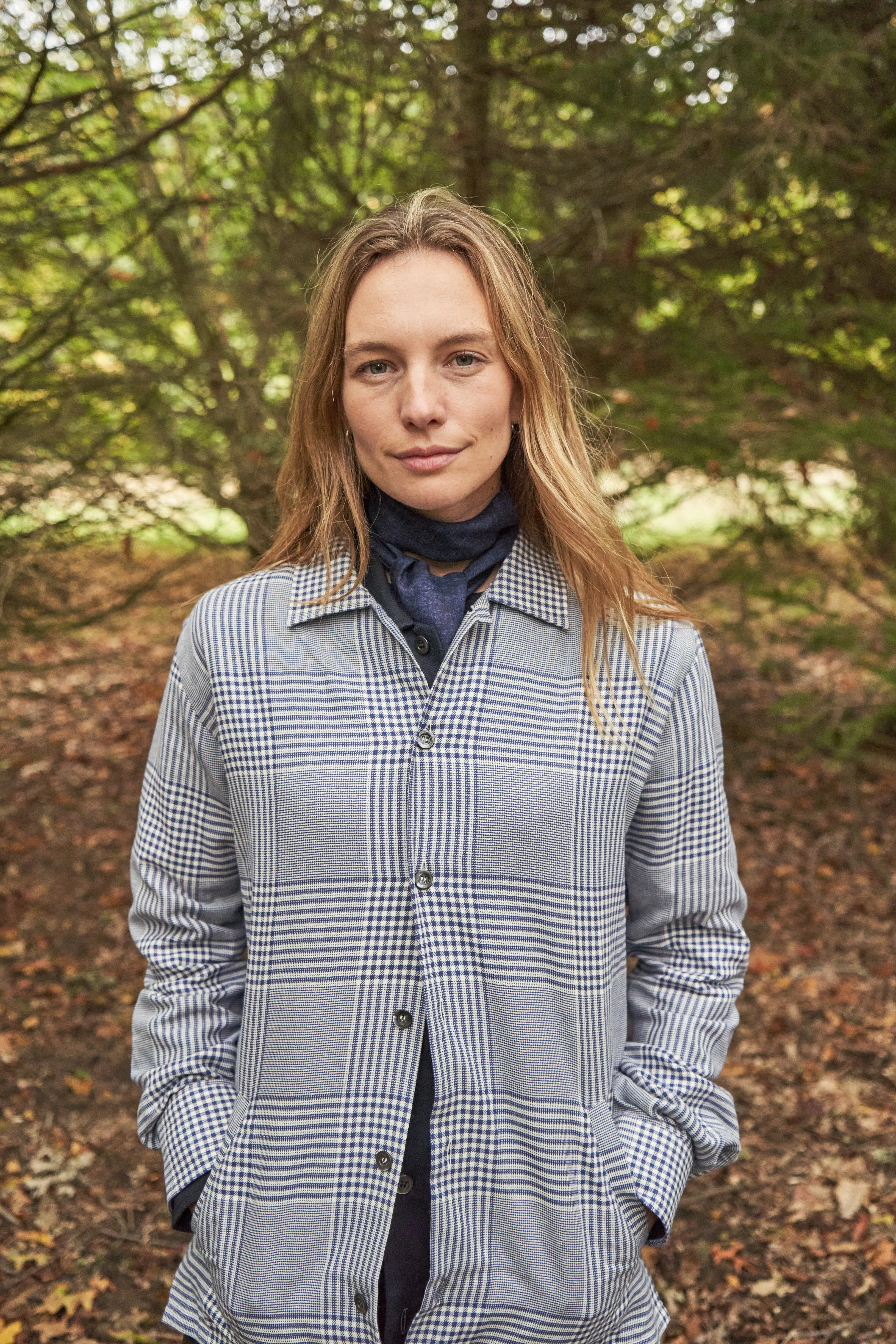 100% Recycled Cotton Navy Prince of Wales Neem St James Overshirt