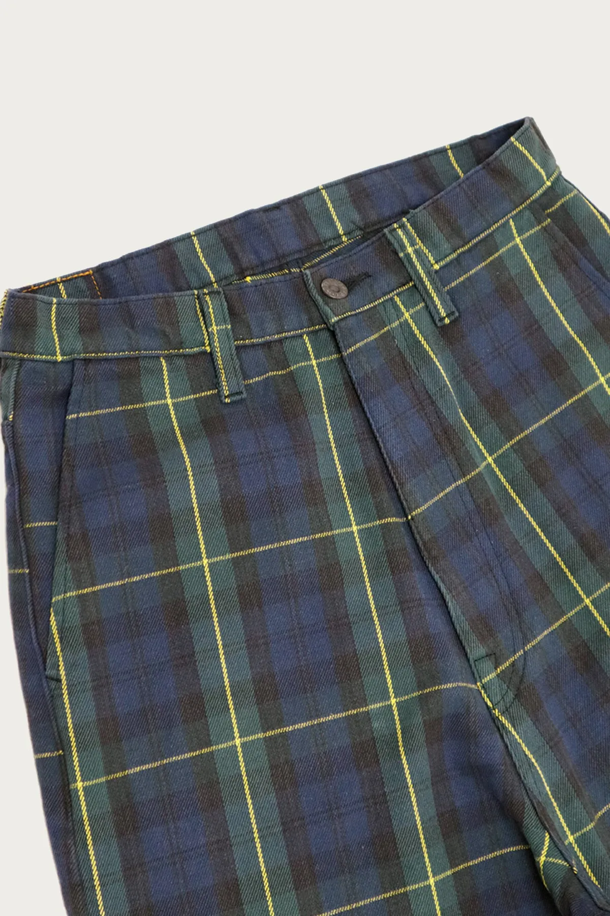 11oz Tartan Check PORT Baggy Pants - Navy