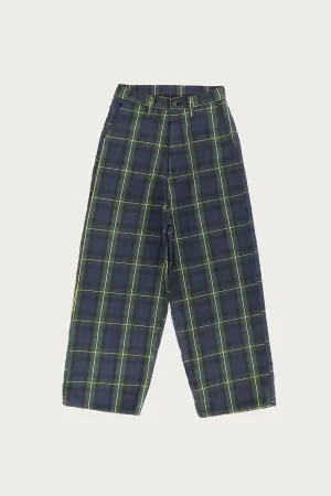 11oz Tartan Check PORT Baggy Pants - Navy