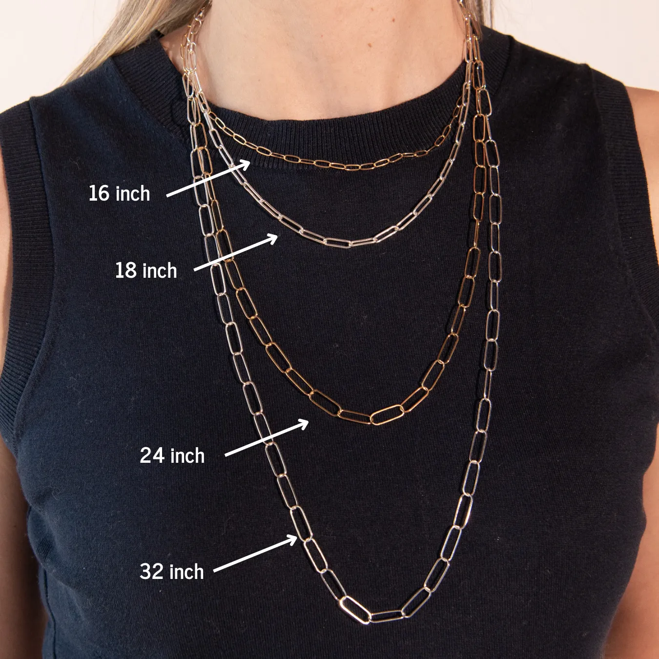 14k Gold Filled & Sterling Silver Extra Large Paper Clip Chain Layering Set