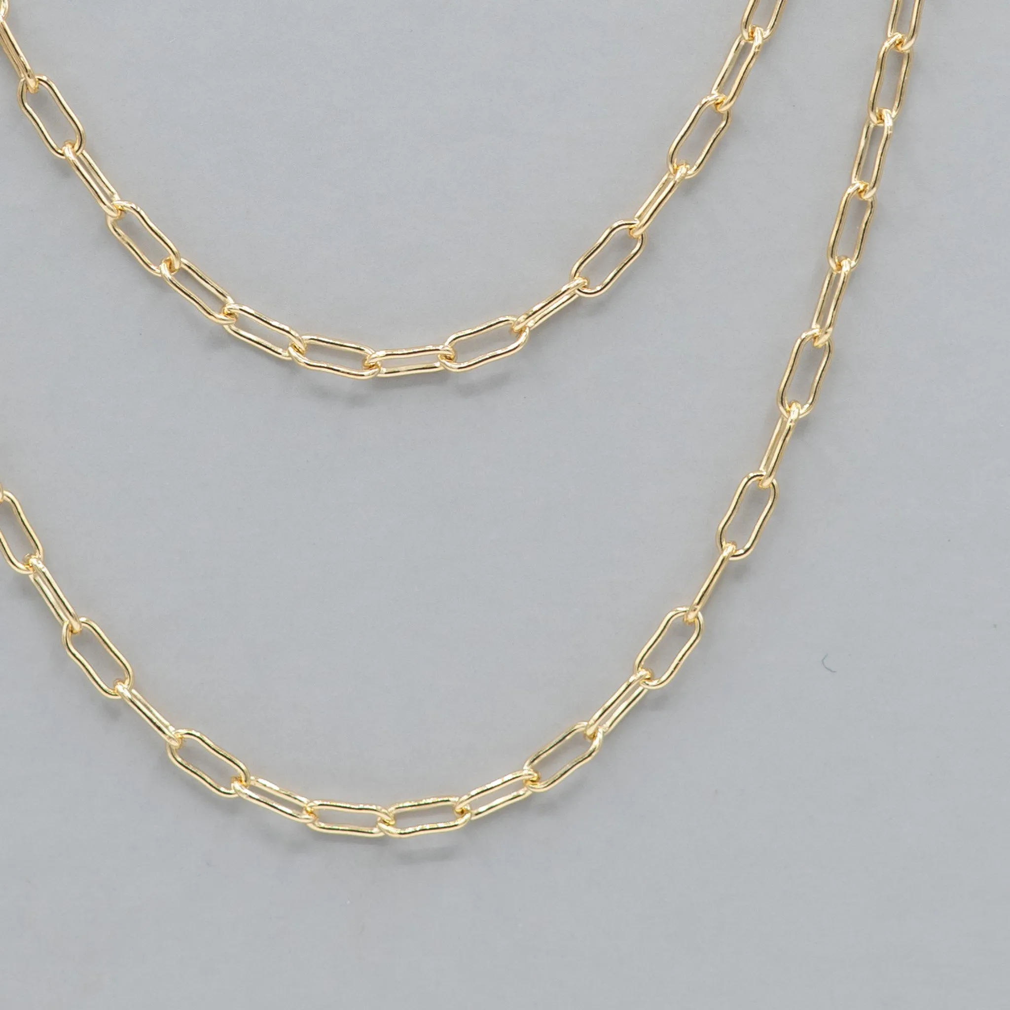 14k Gold Filled & Sterling Silver Small Paper Clip Chain Layering Set
