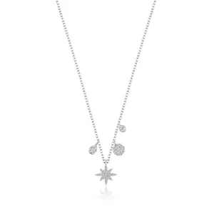 14k Gold Starburst Diamond Charm Necklace