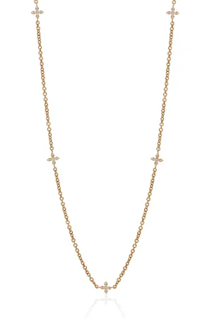 14KY Long Cross Station Necklace