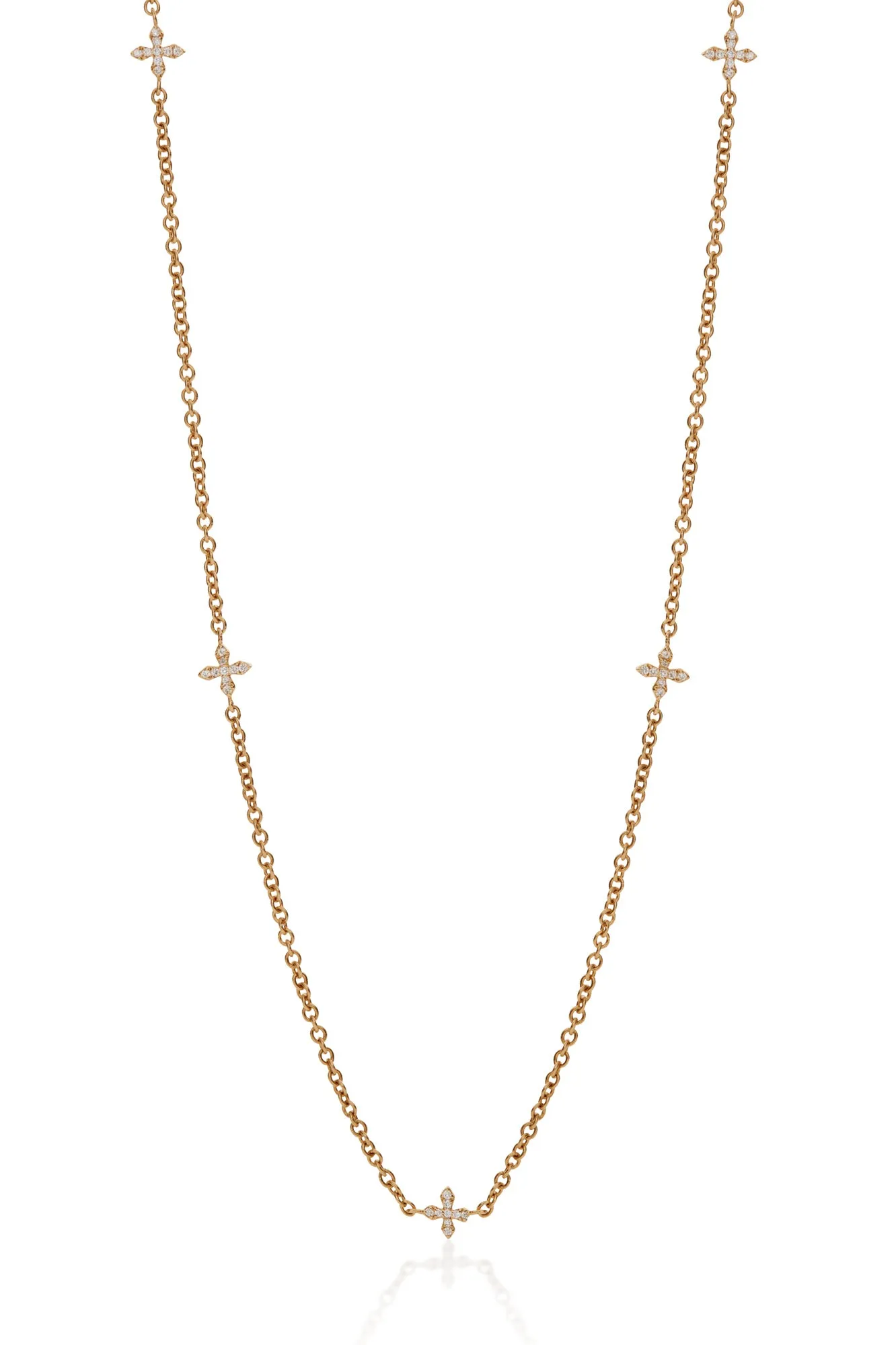 14KY Long Cross Station Necklace