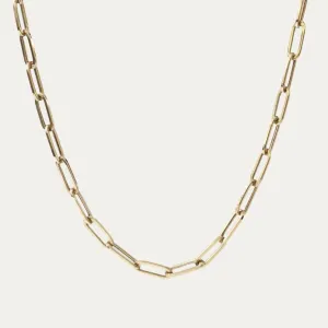 18k Gold Paper Clip Chain Necklace (White/Rose/Yellow Gold)