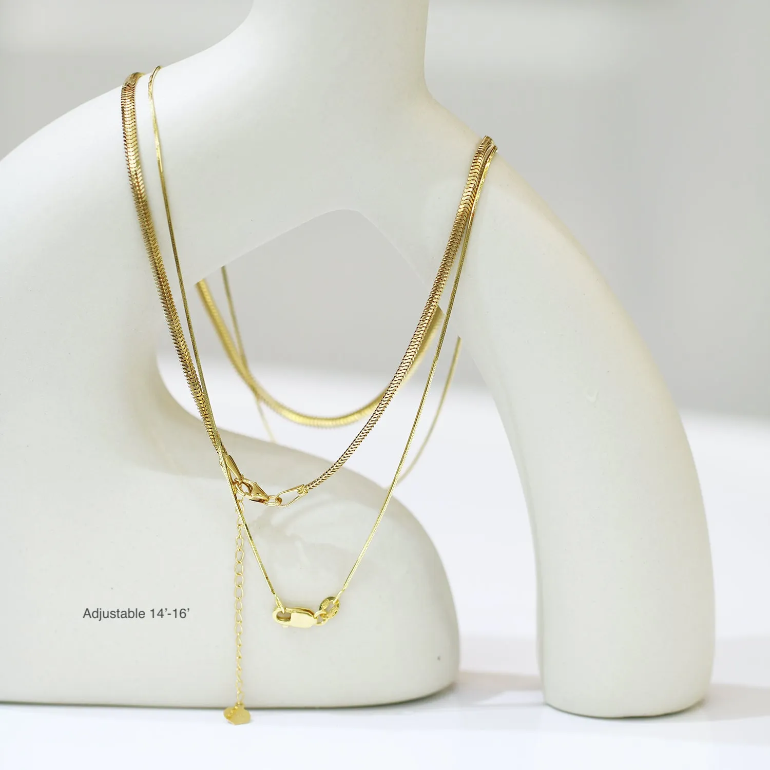 18k Yellow Gold 2.5mm Herringbone Chain Necklace