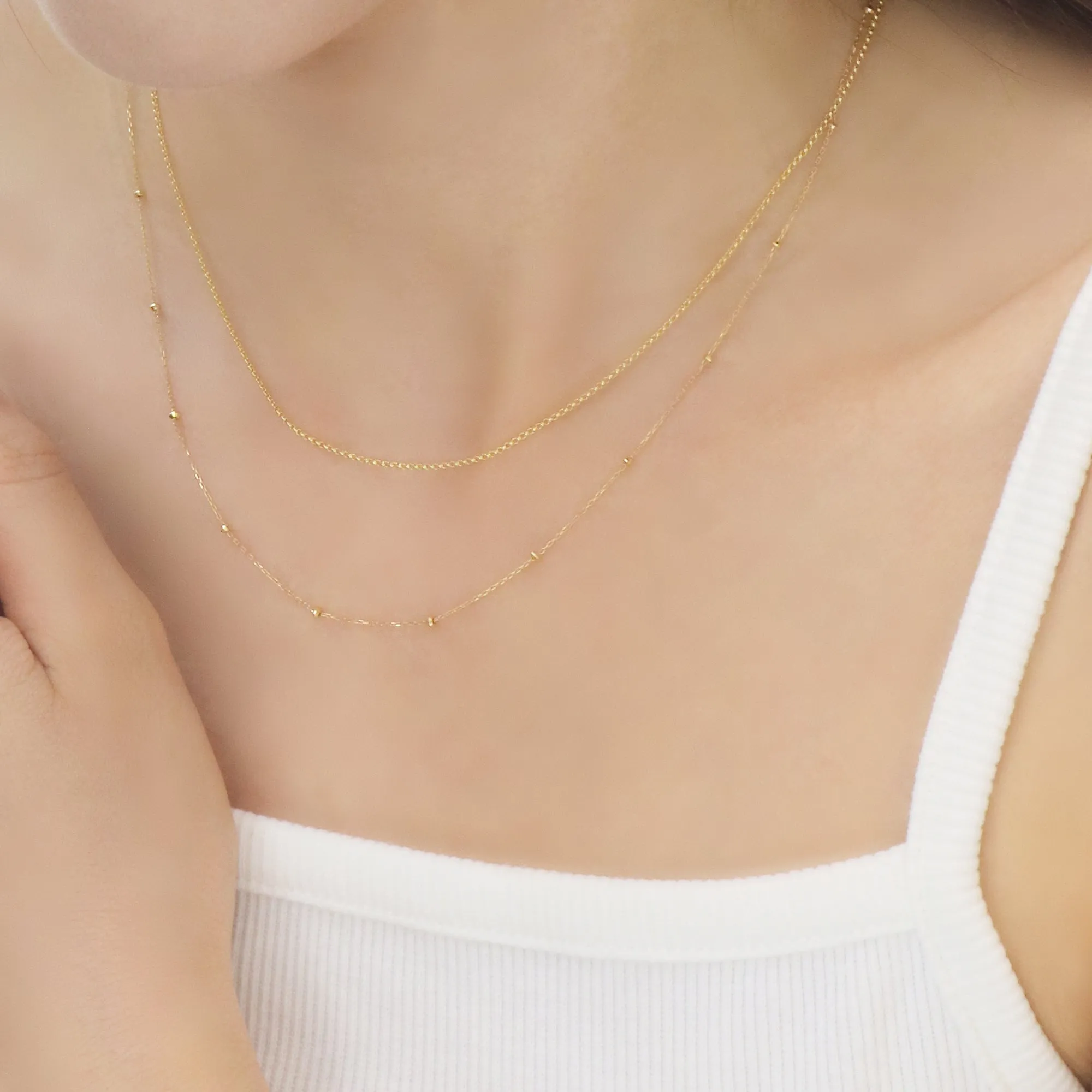 18k Yellow Gold Round Chain Necklace
