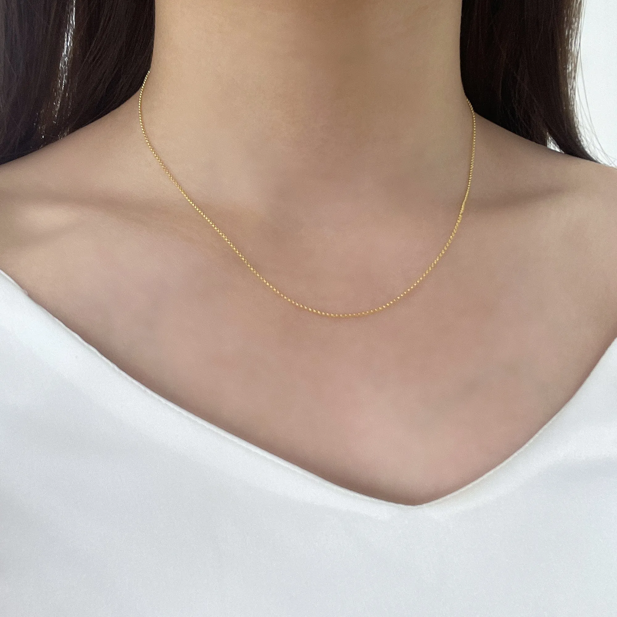 18k Yellow Gold Round Chain Necklace