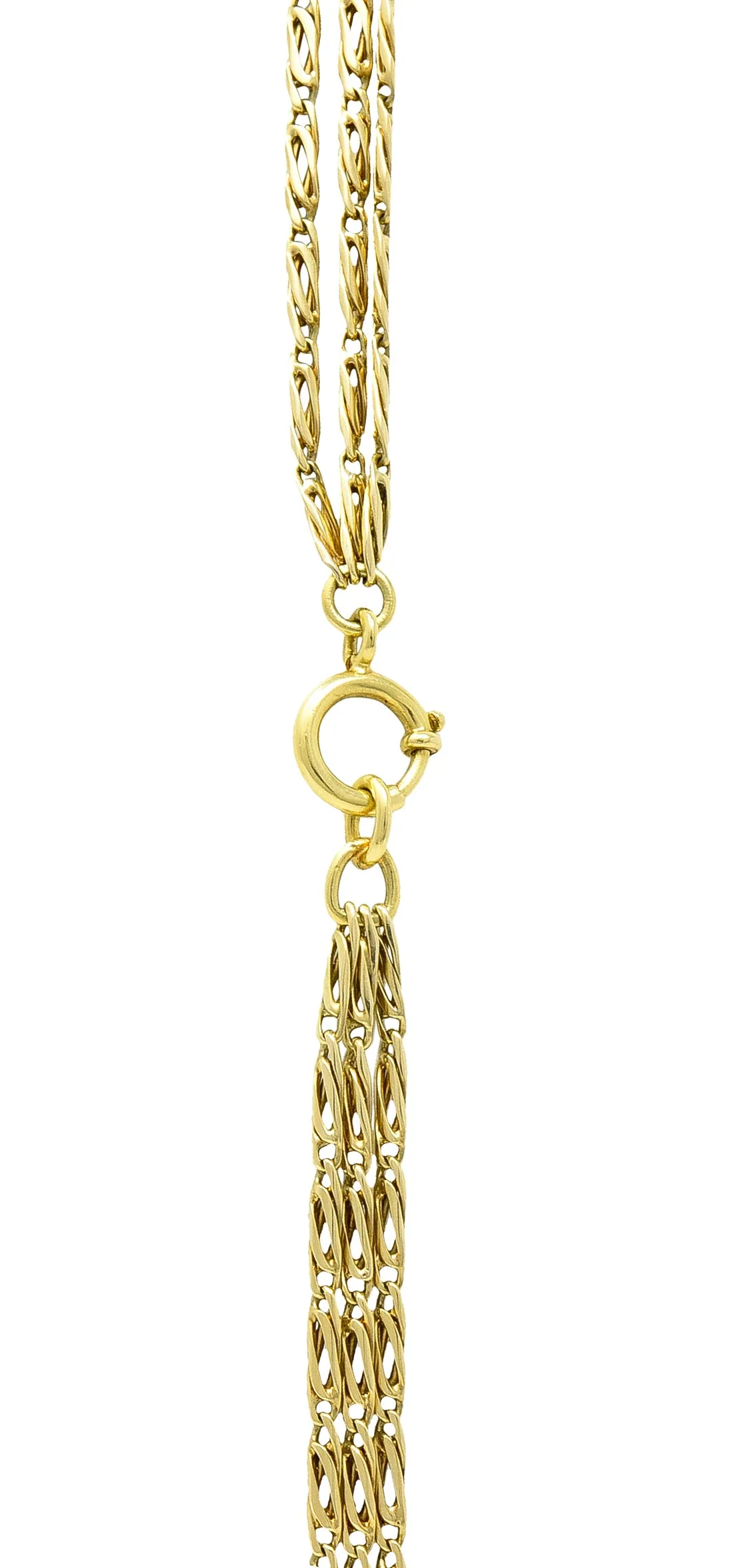 1980's 18 Karat Yellow Gold Three Stand Scroll Link Vintage Chain Necklace