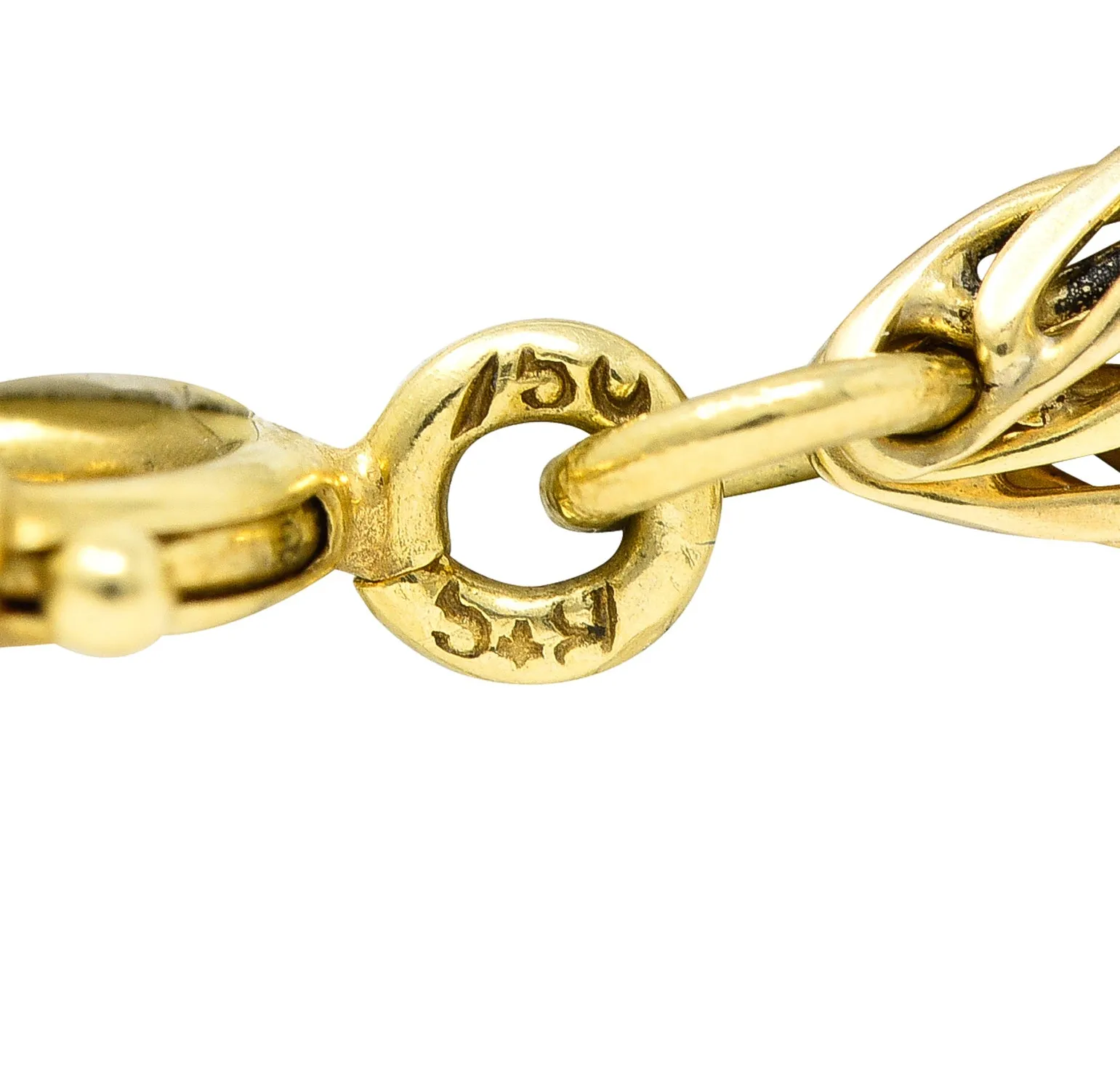 1980's 18 Karat Yellow Gold Three Stand Scroll Link Vintage Chain Necklace