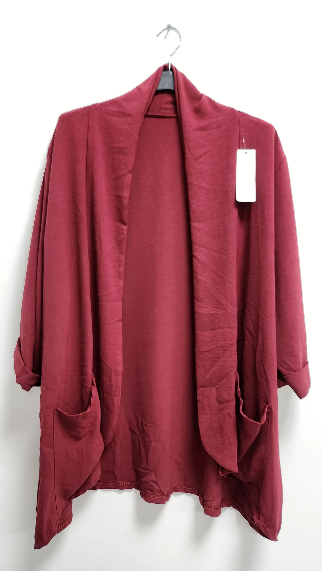 3/4 Sleeve Open Front  Lightweight Cardigan