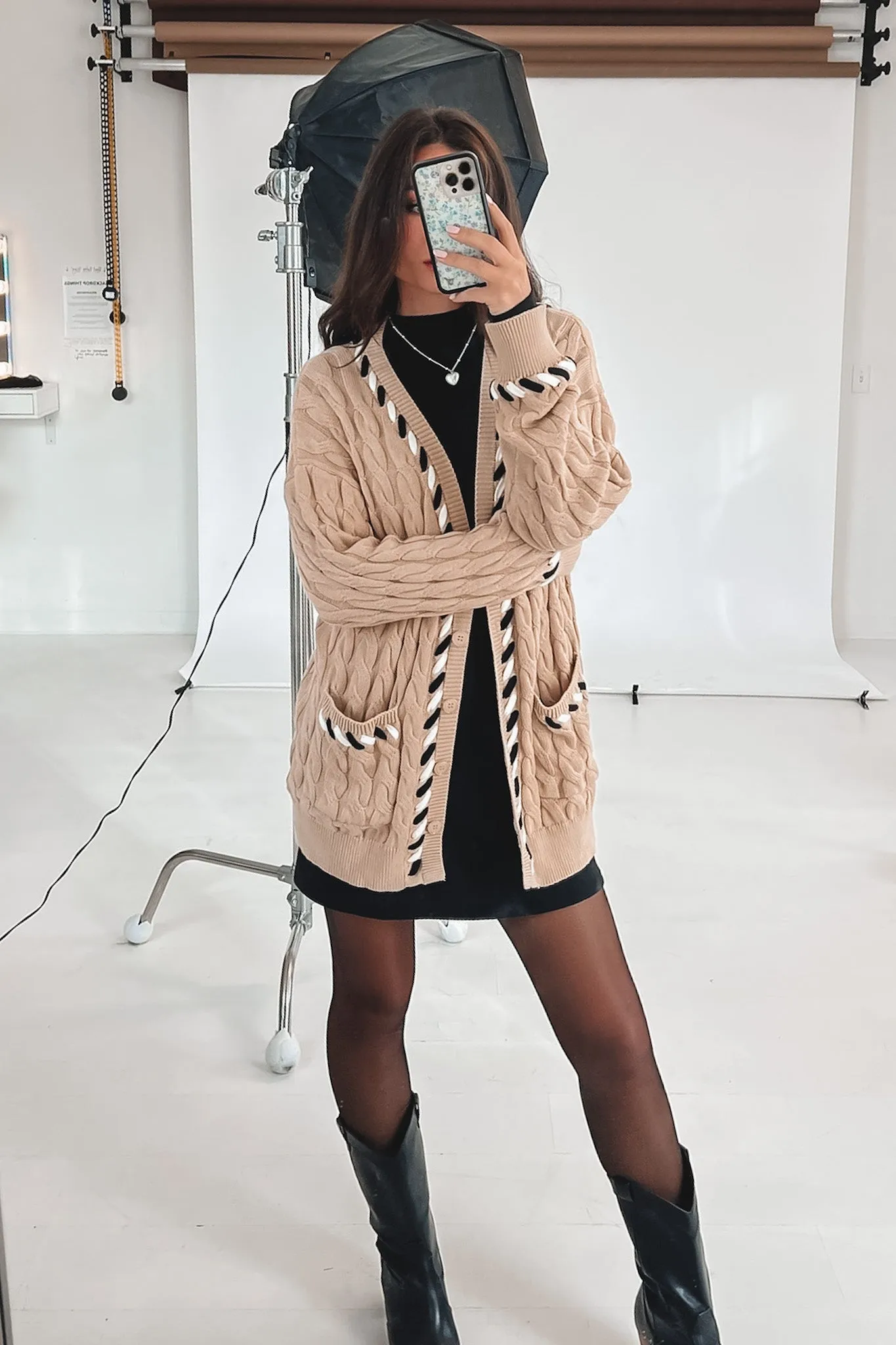 Add A Little Something Tan Knit Cardigan