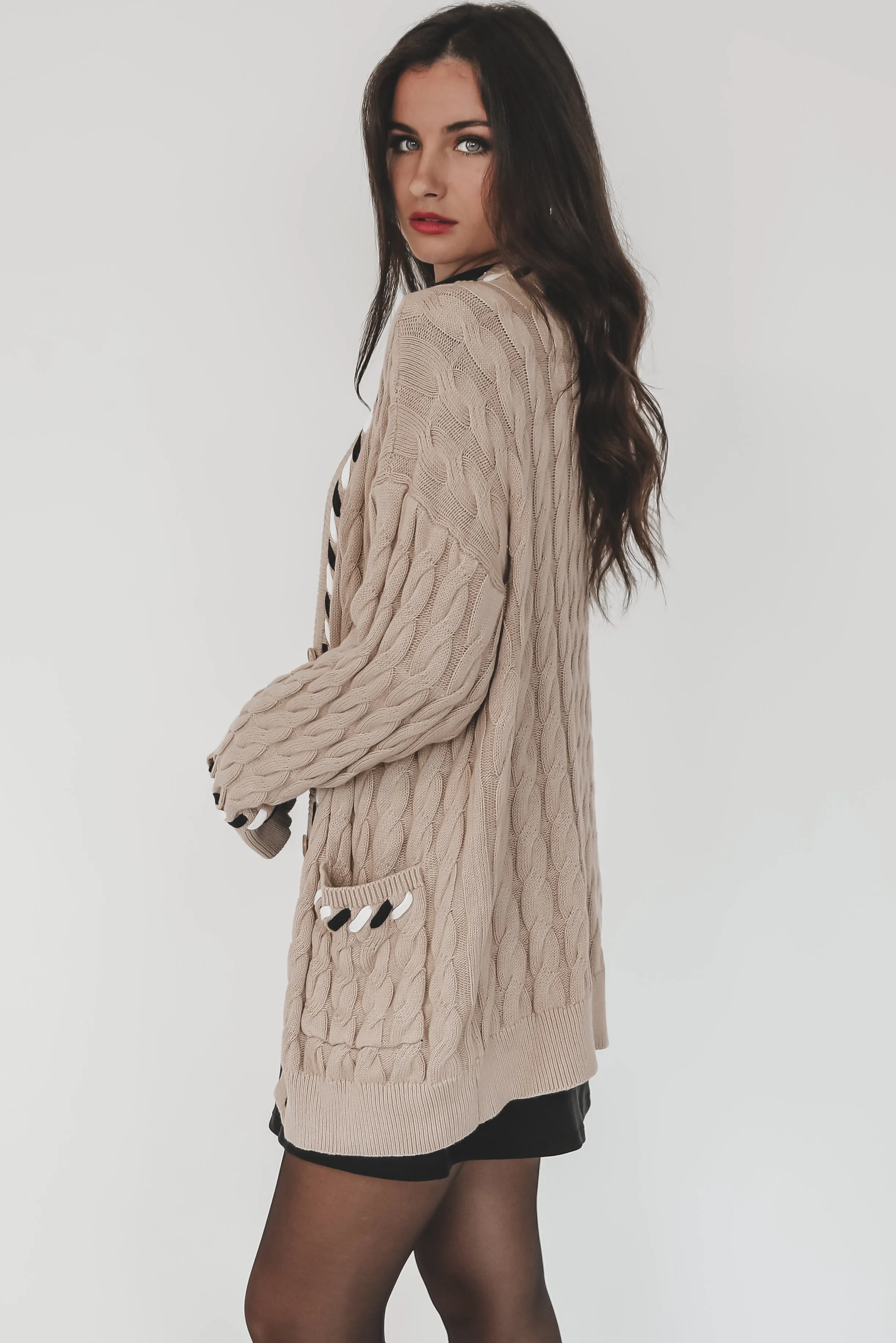 Add A Little Something Tan Knit Cardigan