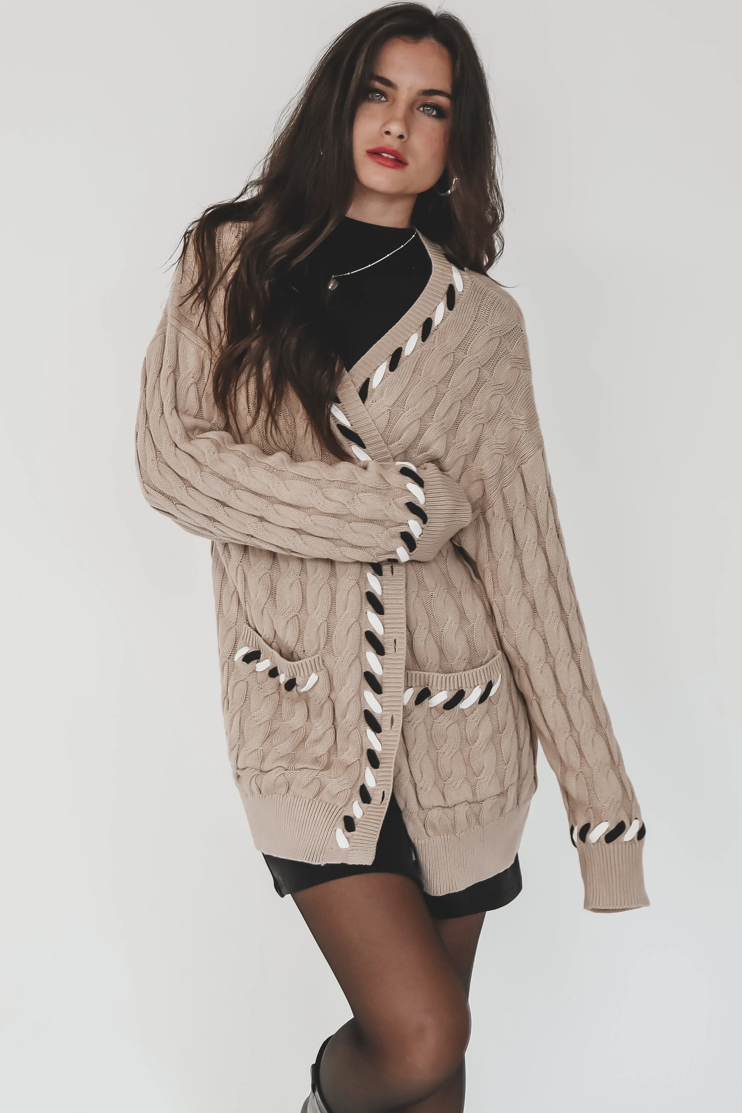 Add A Little Something Tan Knit Cardigan