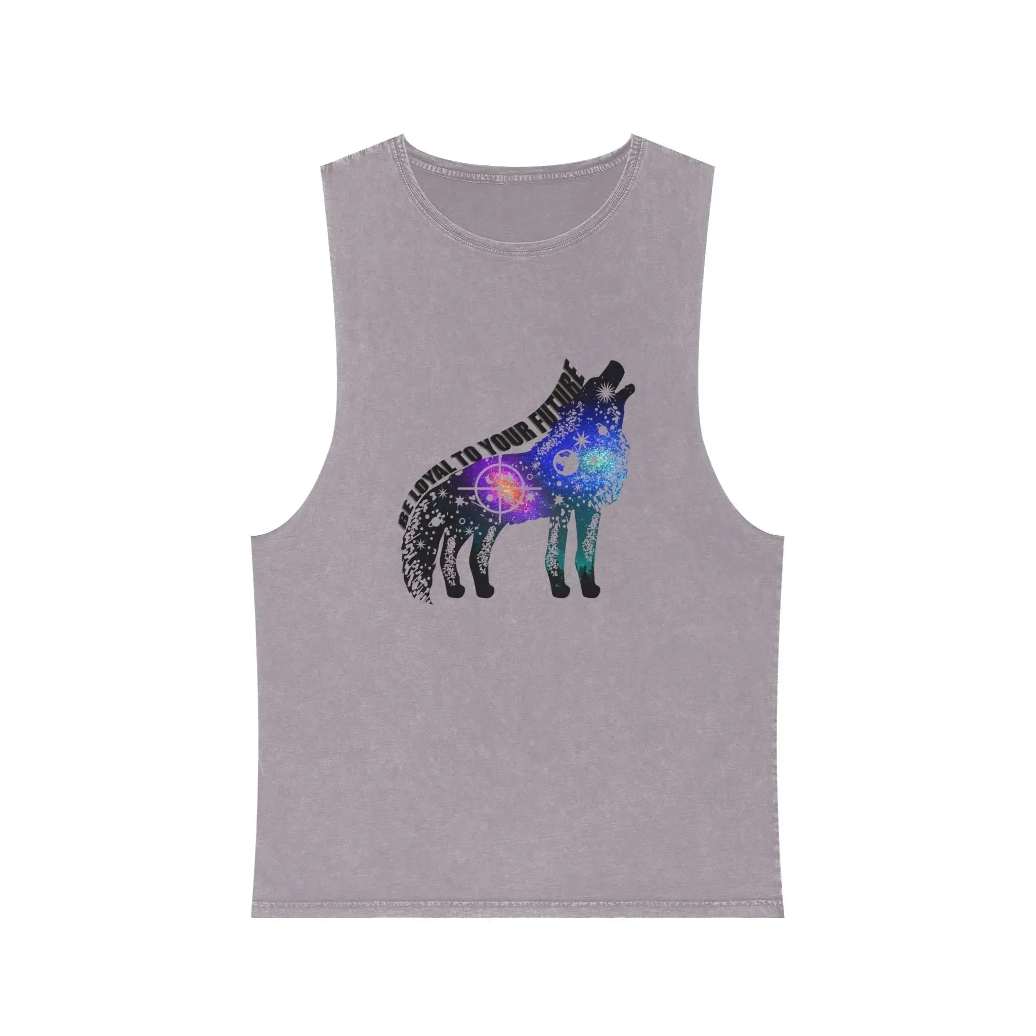 Aesthetic Galaxy Wolf Unisex Stonewash Tank Top
