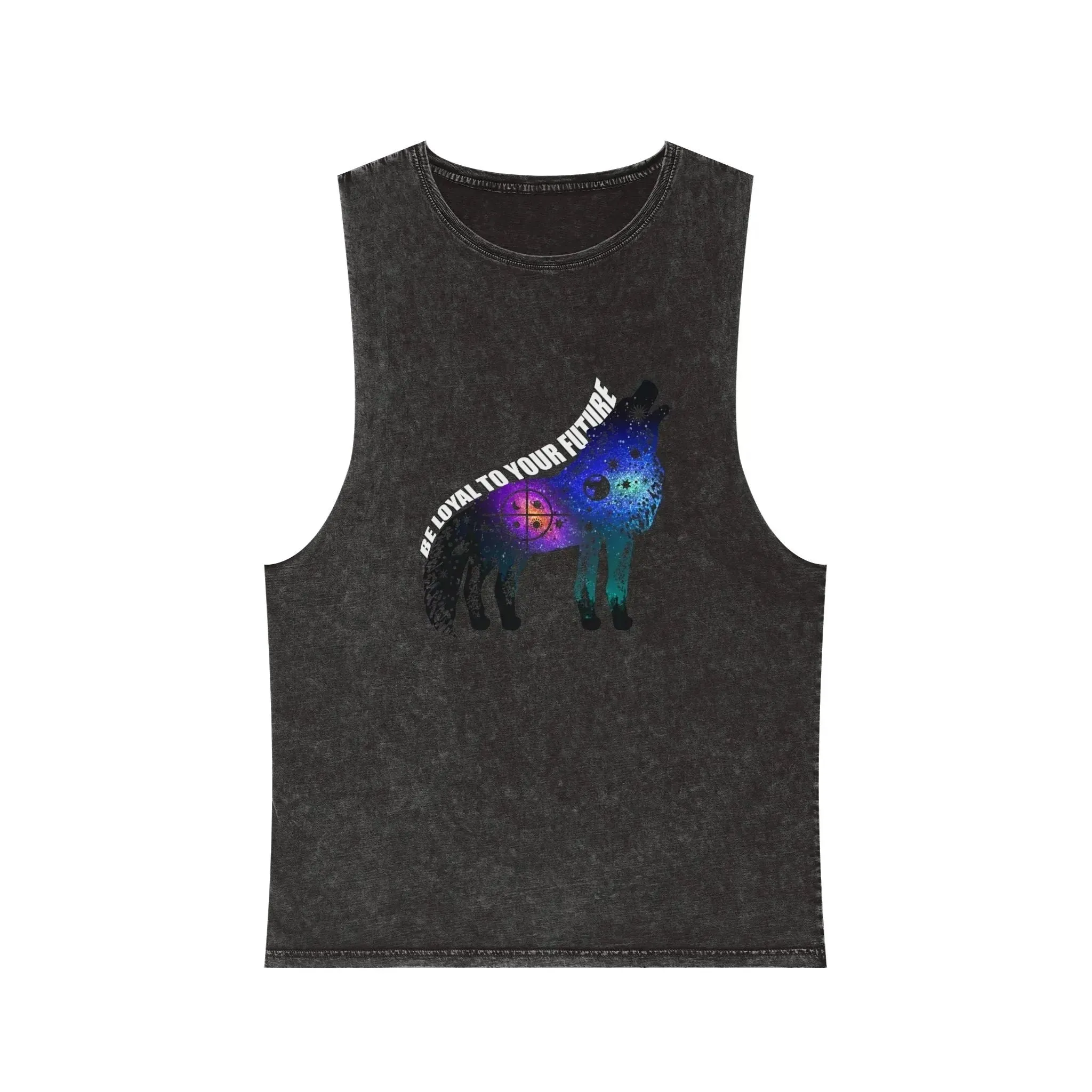 Aesthetic Galaxy Wolf Unisex Stonewash Tank Top
