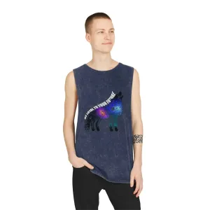 Aesthetic Galaxy Wolf Unisex Stonewash Tank Top
