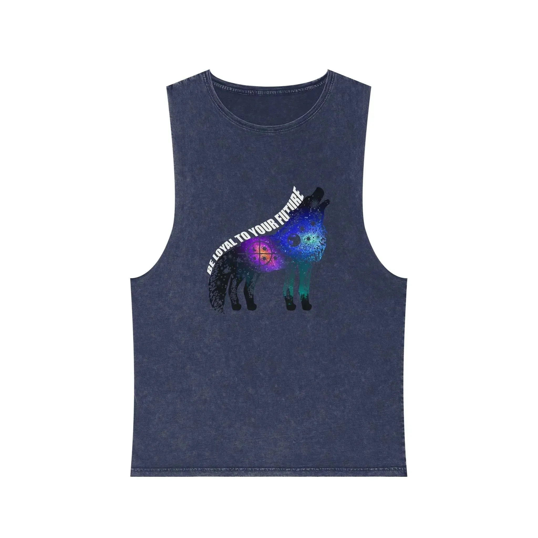 Aesthetic Galaxy Wolf Unisex Stonewash Tank Top