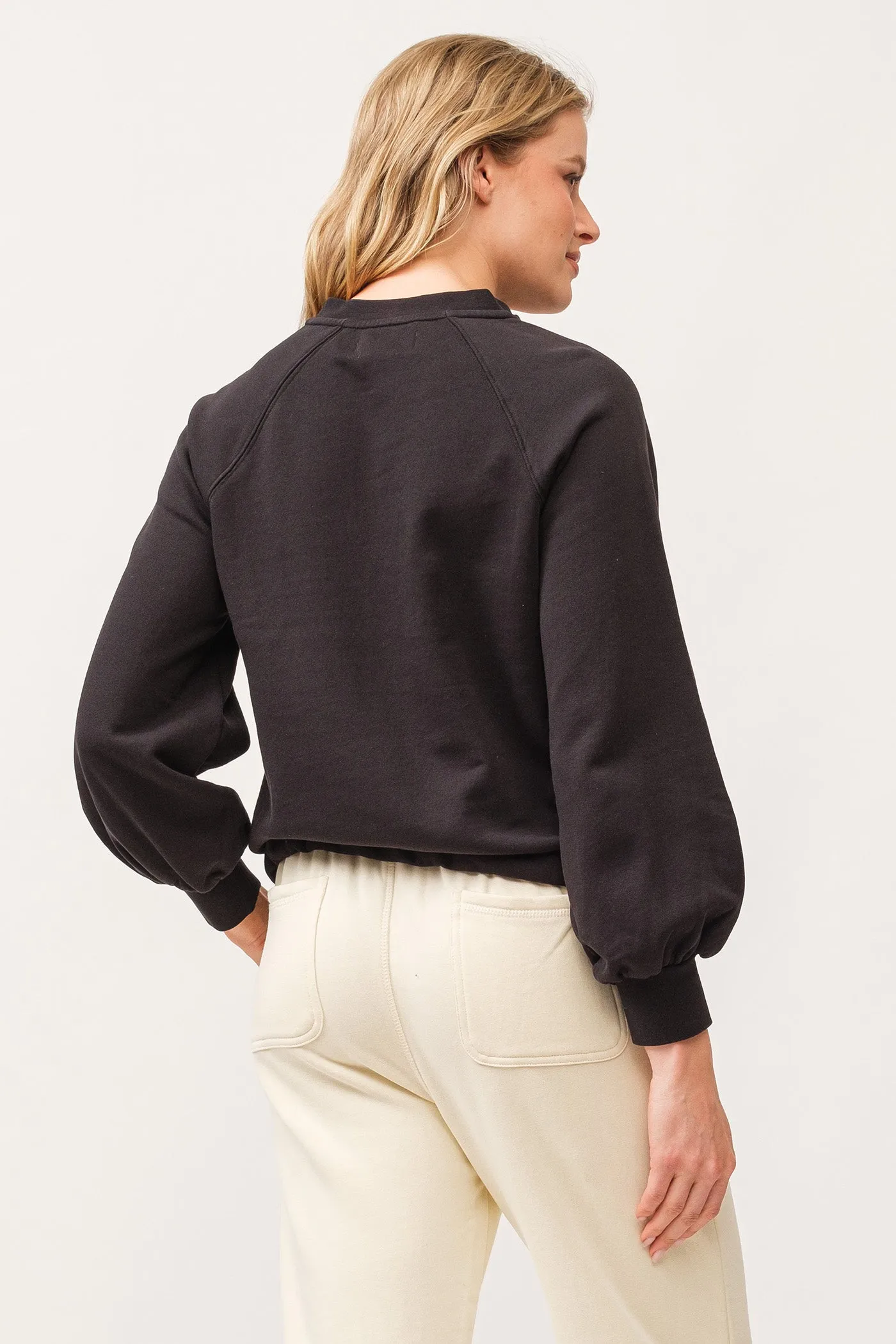 AGATHE CREW NECK DROP SHOULDER SWEATER BLACK