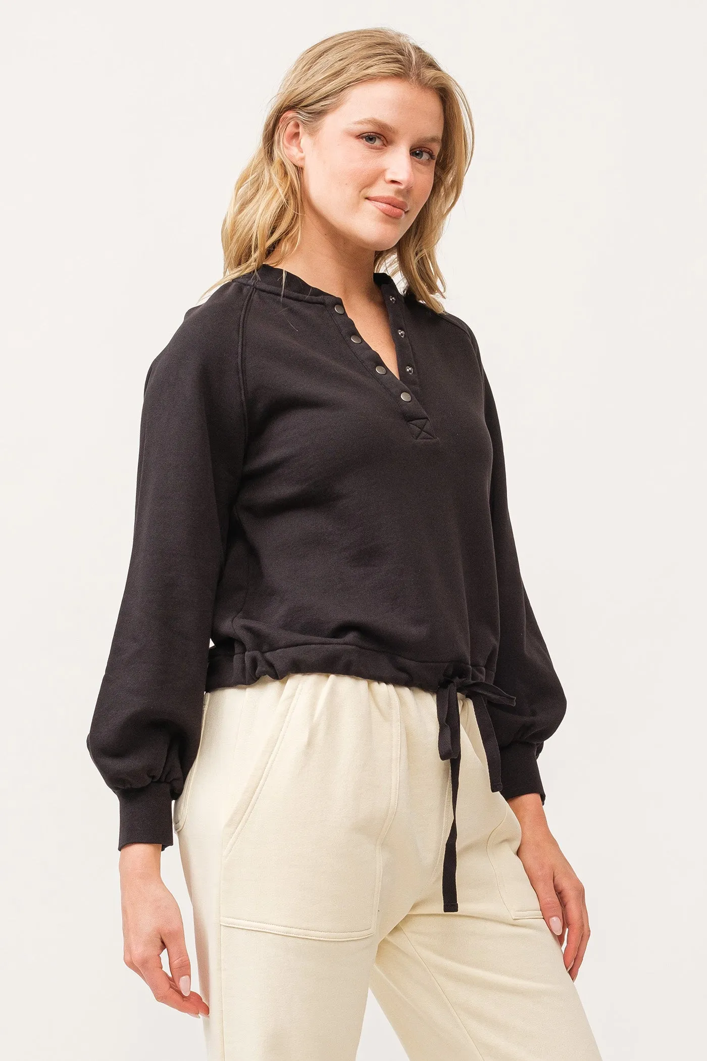 AGATHE CREW NECK DROP SHOULDER SWEATER BLACK