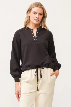 AGATHE CREW NECK DROP SHOULDER SWEATER BLACK
