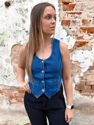 Aleah Medium Wash Denim Vest