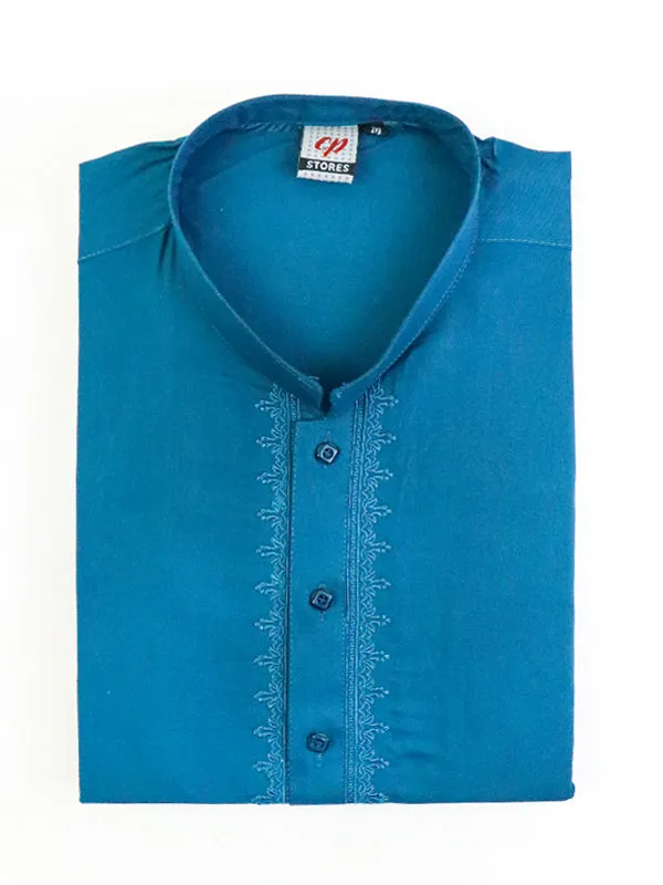 AM Men's Festive Embroidery Kurta Sea Blue