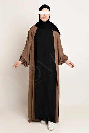 Amani Textured Abaya Outer - Cocoa Brown