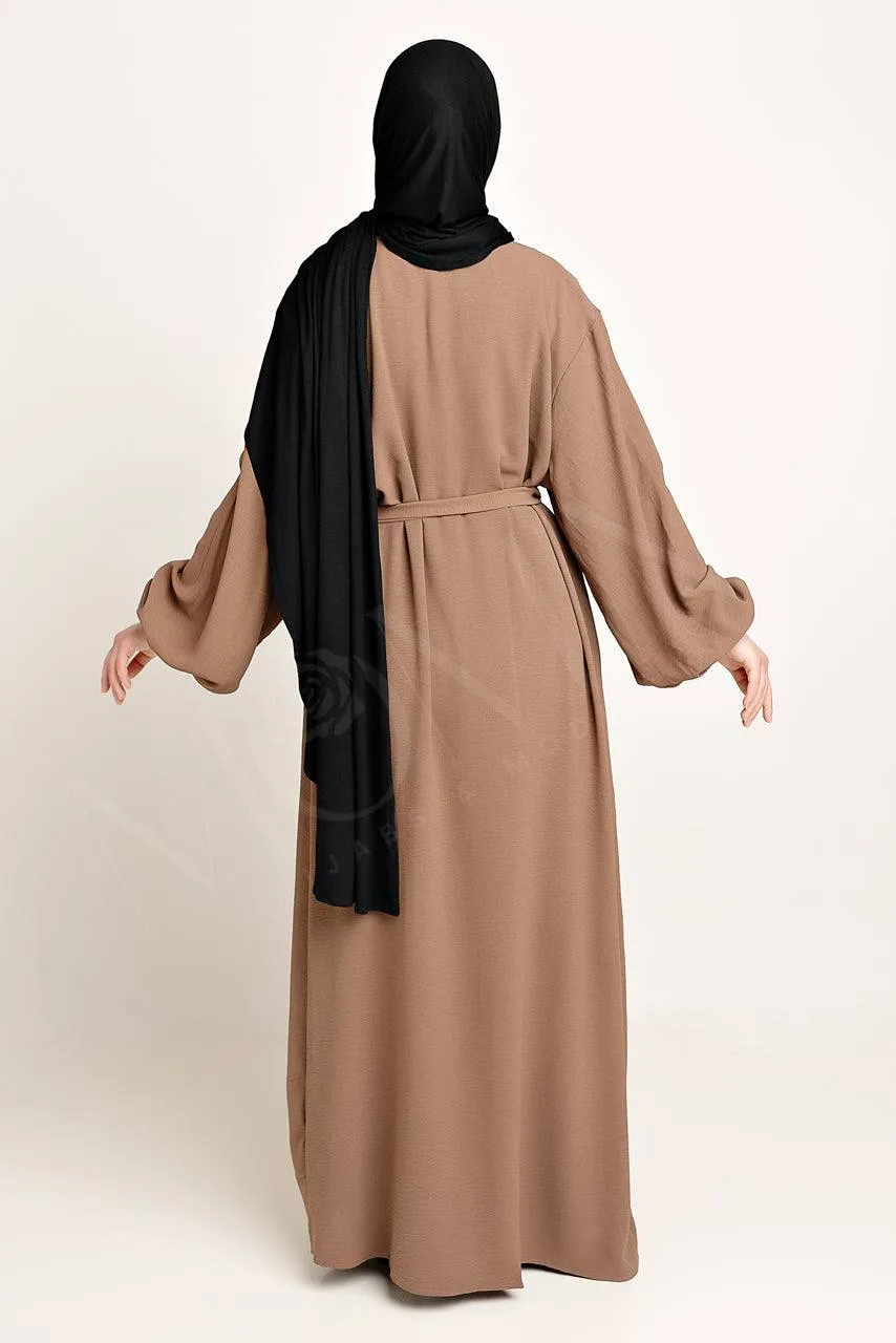 Amani Textured Abaya Outer - Cocoa Brown