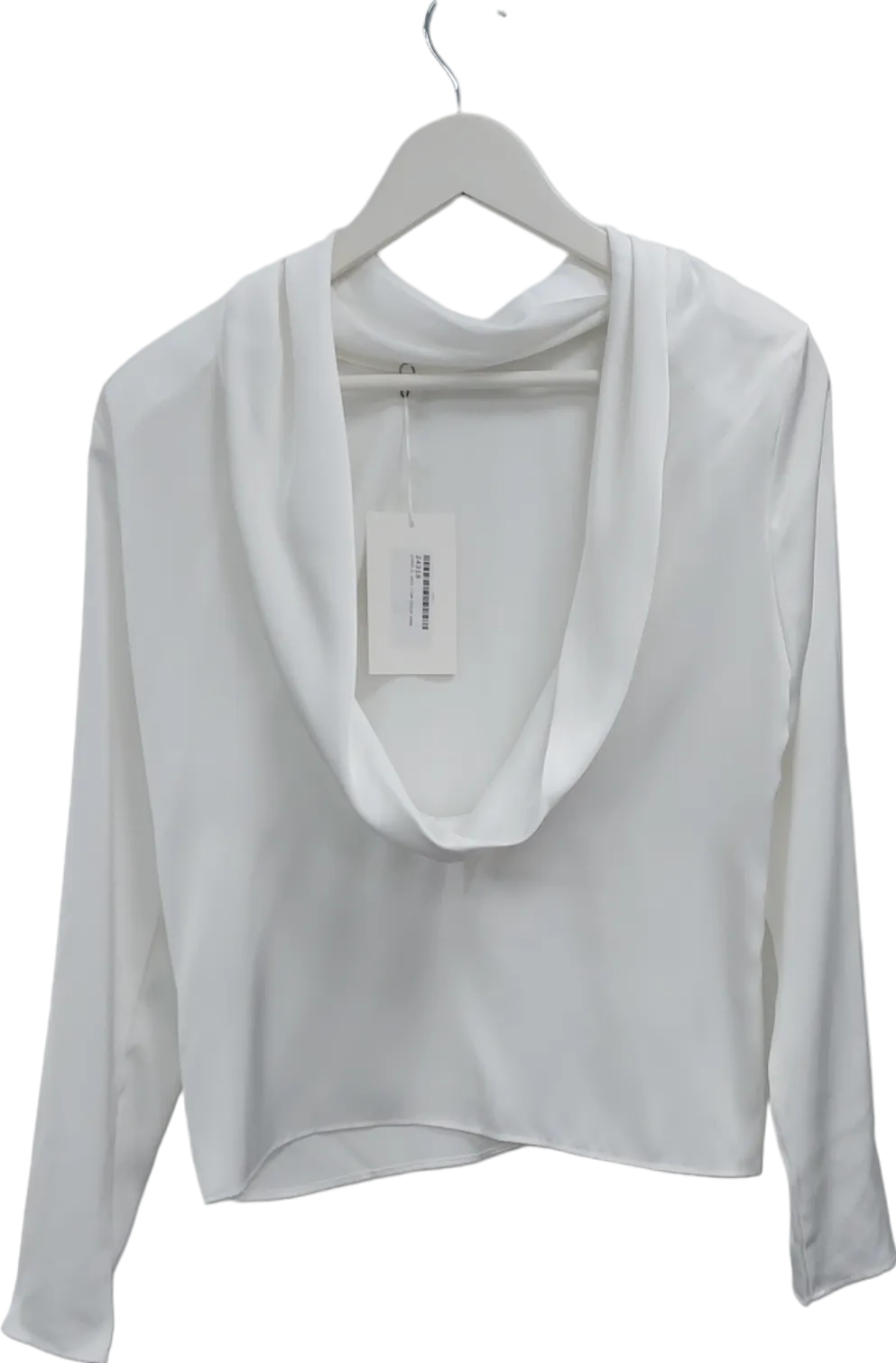 AMR London White Cowl Neck Long Sleeve Top UK M