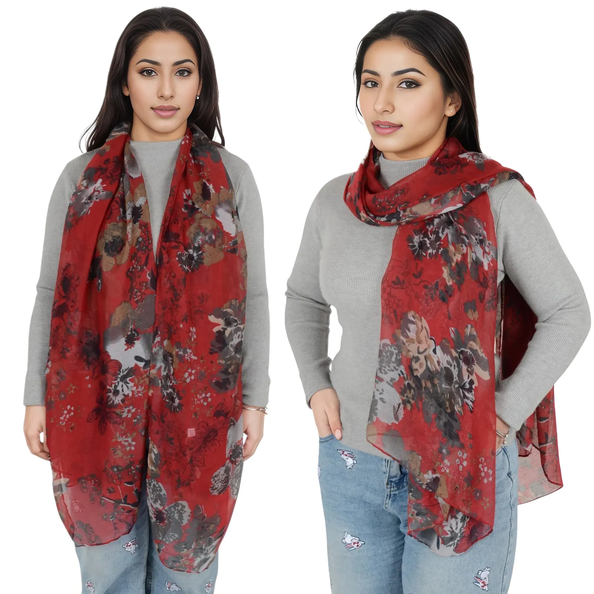 Anna-Kaci Fashion Floral Print Scarves Lightweight Winter Wrap Scarf Head Shawl for Women