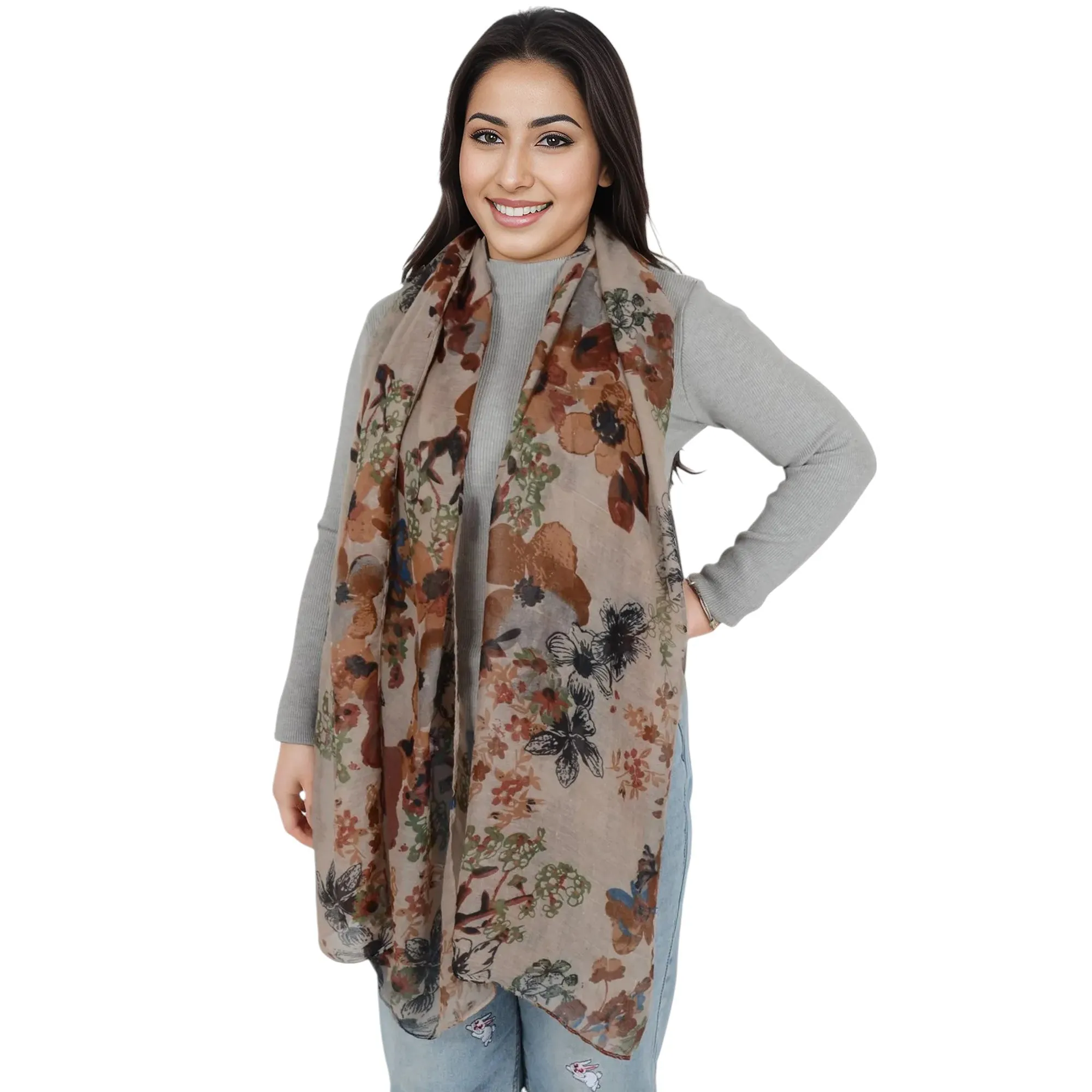 Anna-Kaci Fashion Floral Print Scarves Lightweight Winter Wrap Scarf Head Shawl for Women