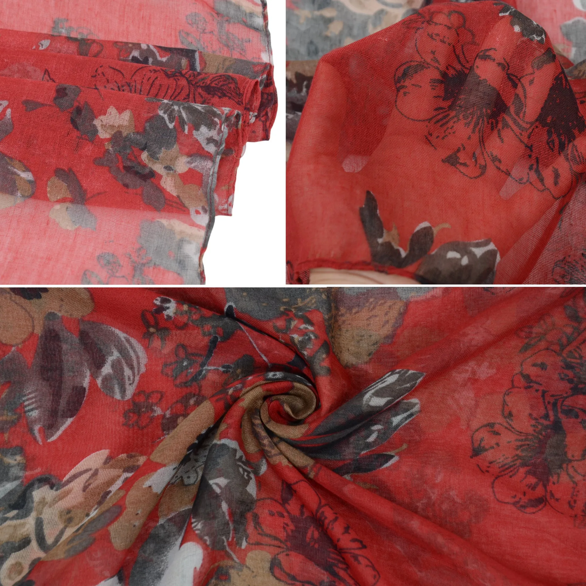 Anna-Kaci Fashion Floral Print Scarves Lightweight Winter Wrap Scarf Head Shawl for Women