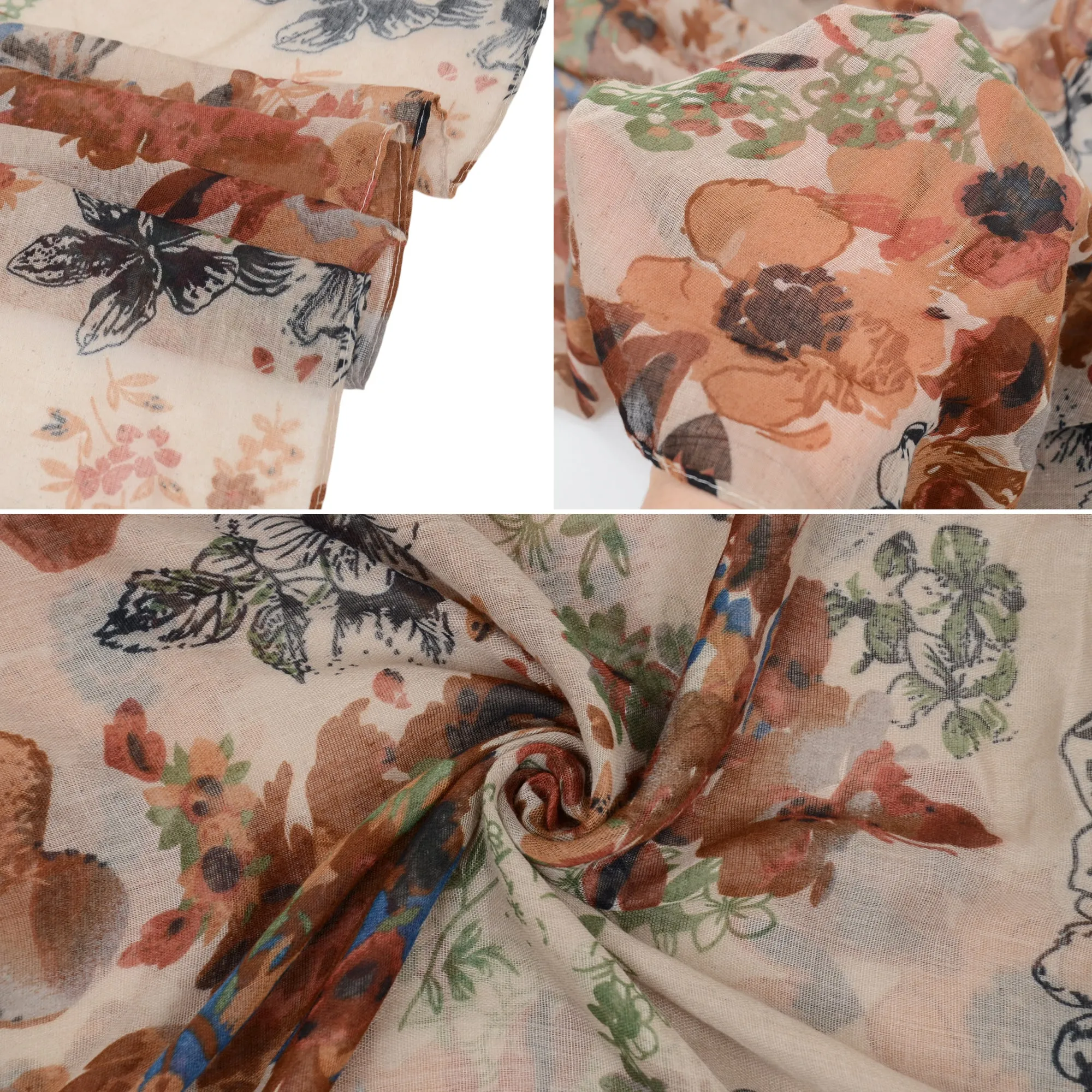 Anna-Kaci Fashion Floral Print Scarves Lightweight Winter Wrap Scarf Head Shawl for Women
