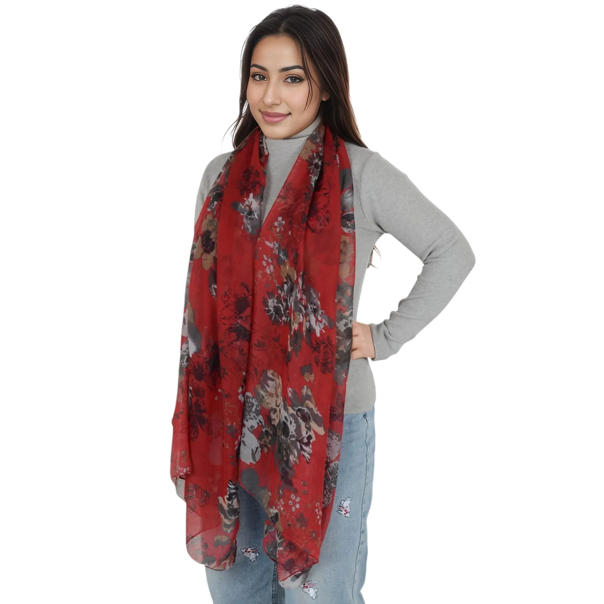 Anna-Kaci Fashion Floral Print Scarves Lightweight Winter Wrap Scarf Head Shawl for Women
