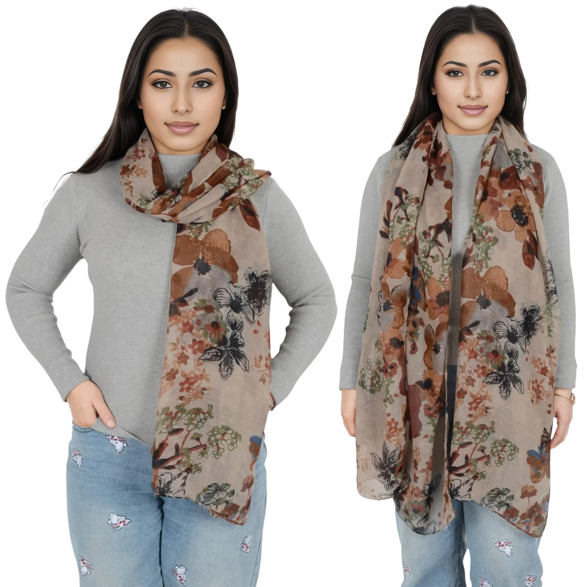 Anna-Kaci Fashion Floral Print Scarves Lightweight Winter Wrap Scarf Head Shawl for Women