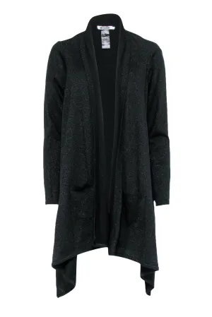 Anne Fontaine - Black Sparkly Draped Open Cardigan Sz 10