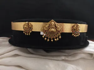 Antique Simple Festive Hip-Belt Featuring Lord Lakshmi with Nakshi Work