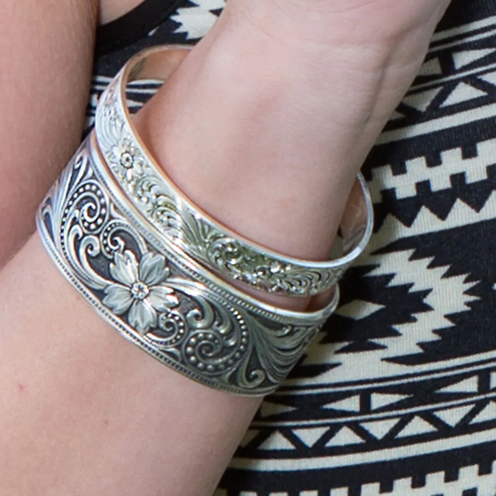 Antiqued Montana Classic Engraved Narrow Cuff Bracelet