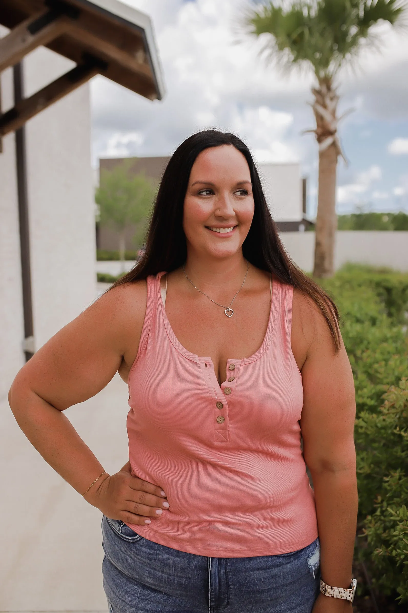 ASC Carefree Henley Tank Top- Clay