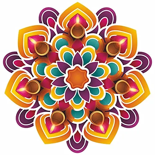 AY FASHION Religious Floor Rangoli Sticker for Pooja Room Door Entrance Floor Home Decoration Diwali Stickers_12X12 inch_28