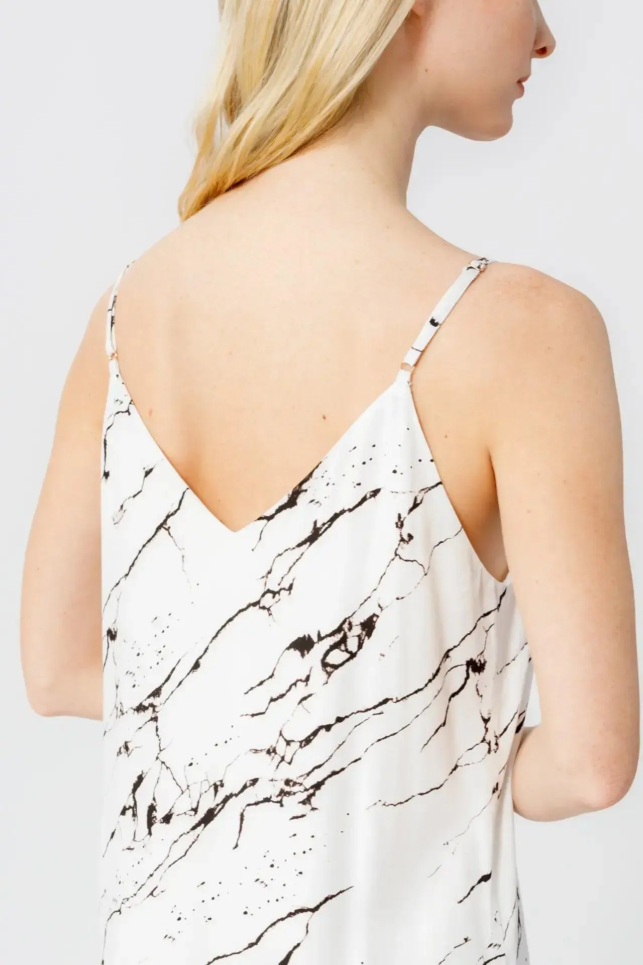 Bamboo Marble Print Slip Long Dress