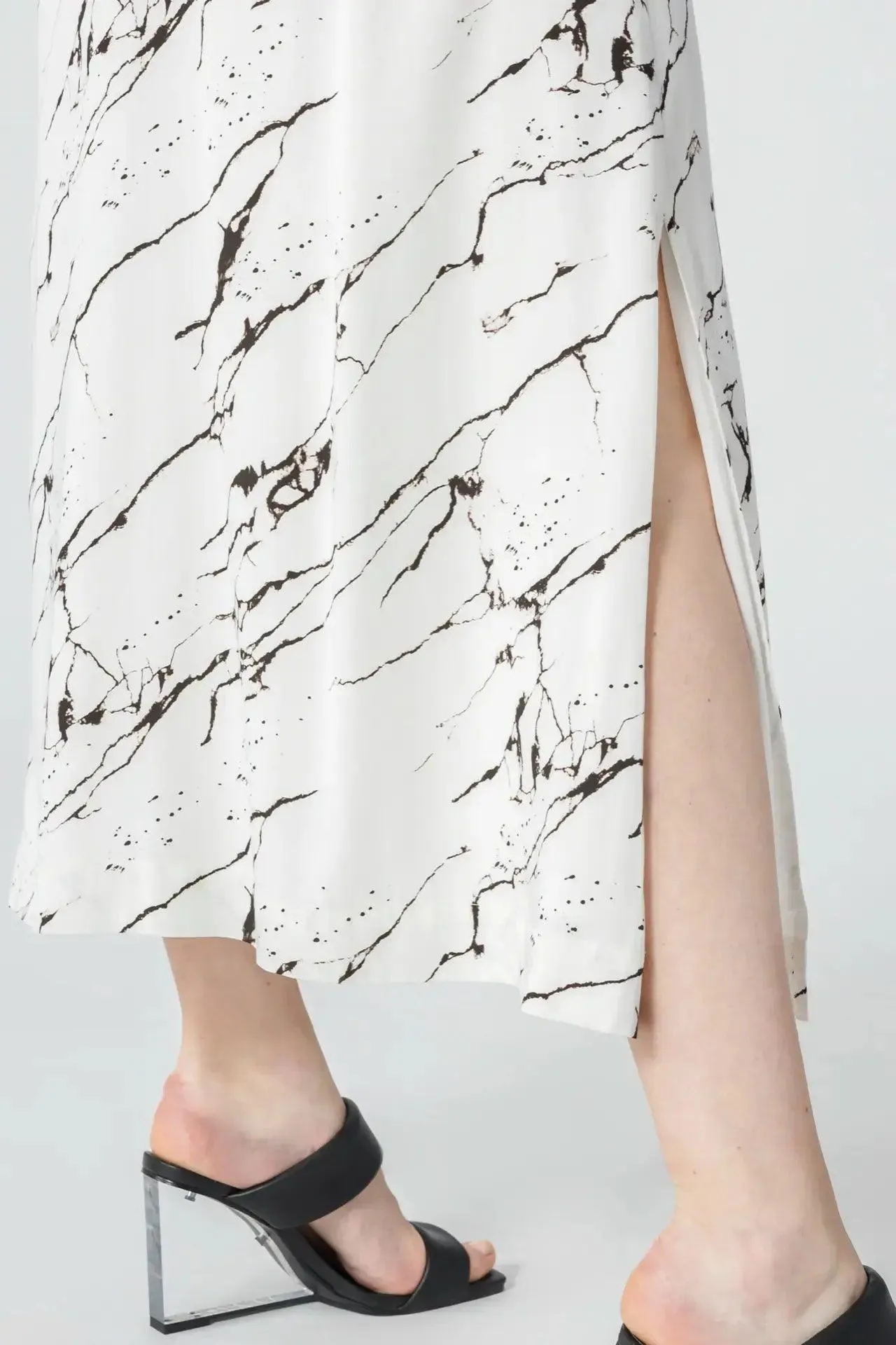 Bamboo Marble Print Slip Long Dress