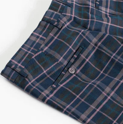 Barabas CP51 Trust me Slim Fit Plaid Pants Navy/Purple