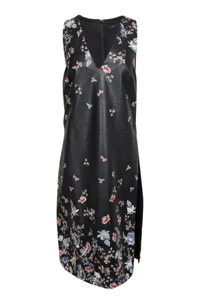 BCBG Max Azria - Black Sleeveless w/ Embroidered Floral Details & Side Slits Dress Sz S