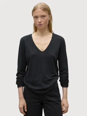 Bea Long Sleeve T-shirt Woman Black | Ecoalf