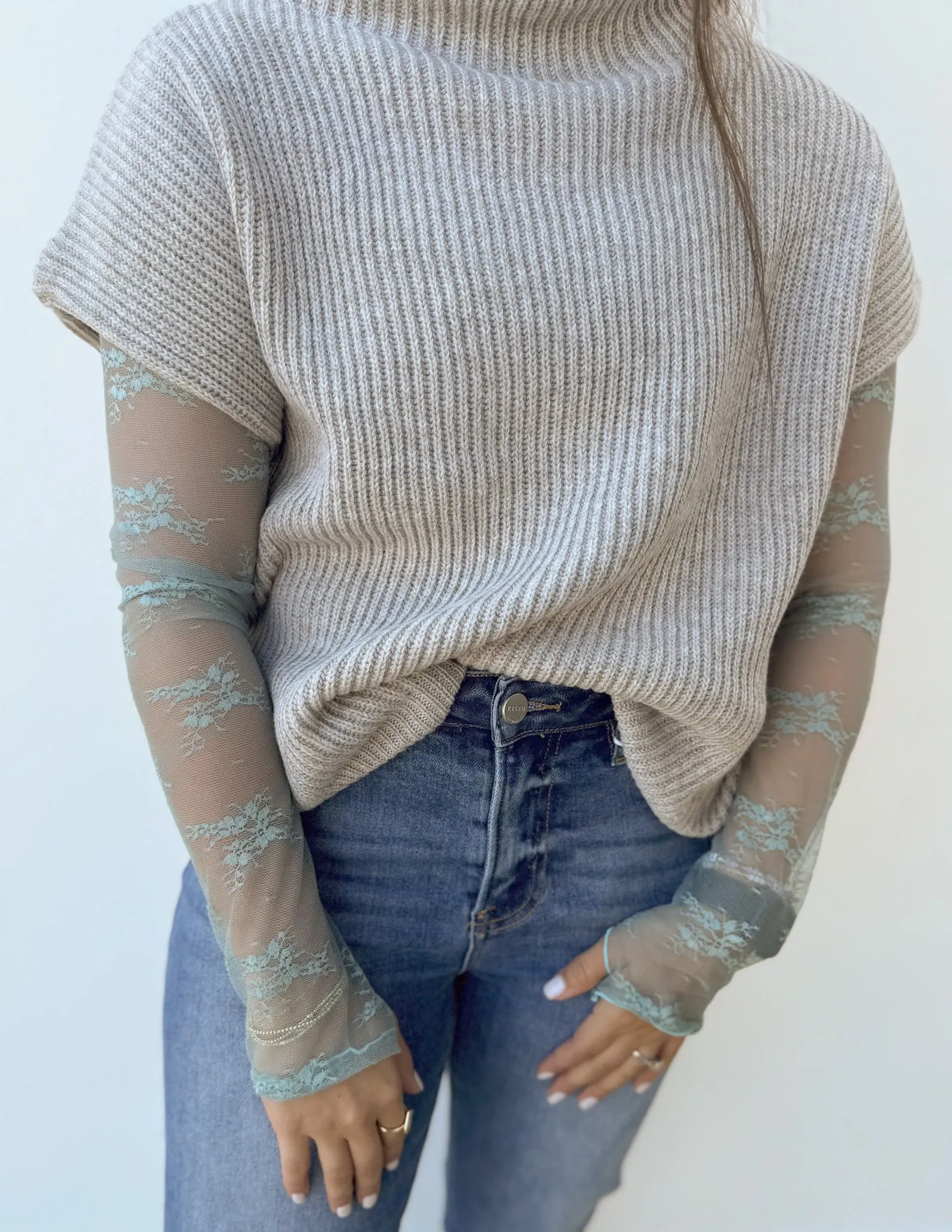 Before You Leave Me Floral Mesh Top in Mint