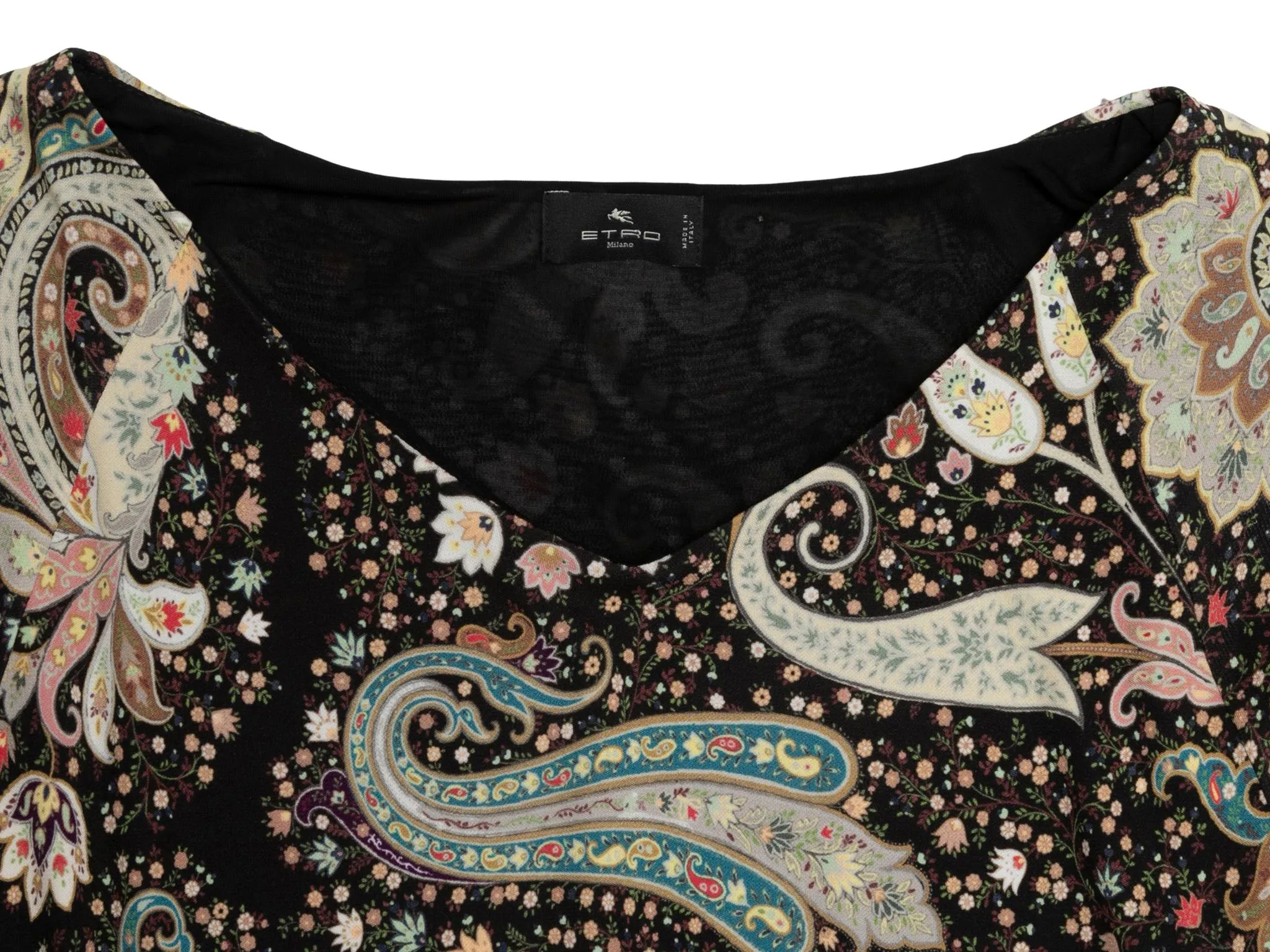 Beige & Multicolor Etro Paisley Print Long Sleeve Dress Size IT 38